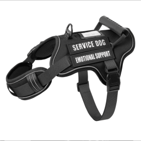 USLOCAL Tactical Service Dog Harness With Control Handle No Pulling Adjustable Reflective Pet Vest Harness Easy Walking Training (Option: Black-S)